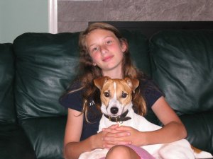 Emma with foster dog, Sam, who was adopted by Sandra Brooks McCravy and Greg McCravy, Lawrenceville, Ga.