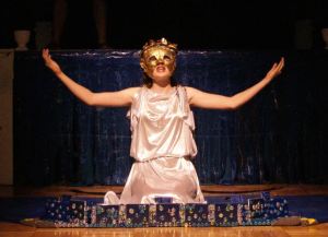 Emma got the lead in her school's production of Metamorphoses when she attended Jackson County Comprehensive High School.   When they performed the play in a competition and lost, Emma lied about why they lost, and this was confirmed to my by her Drama Teacher, Bonnie Roberts.  (I will later share more about Emma's experience with the Drama Department at both JCCHS and Jefferson High School, but it's too long to go into tonight.  I just wanted to share this picture because of Emma's gift for acting.  She had the lead in the play, and then went on to play the roll of a victim of sexual abuse and then of child abuse, followed by the roll of girlfriend and the roll of bride-to-be!  Quite a lot of drama for one young life!