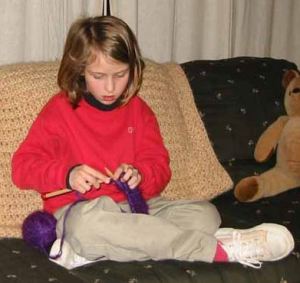 Emma's first try at knitting. Emma Roey, Emma Katherine Roey, Emma Kate Roey, Emma Buchheim